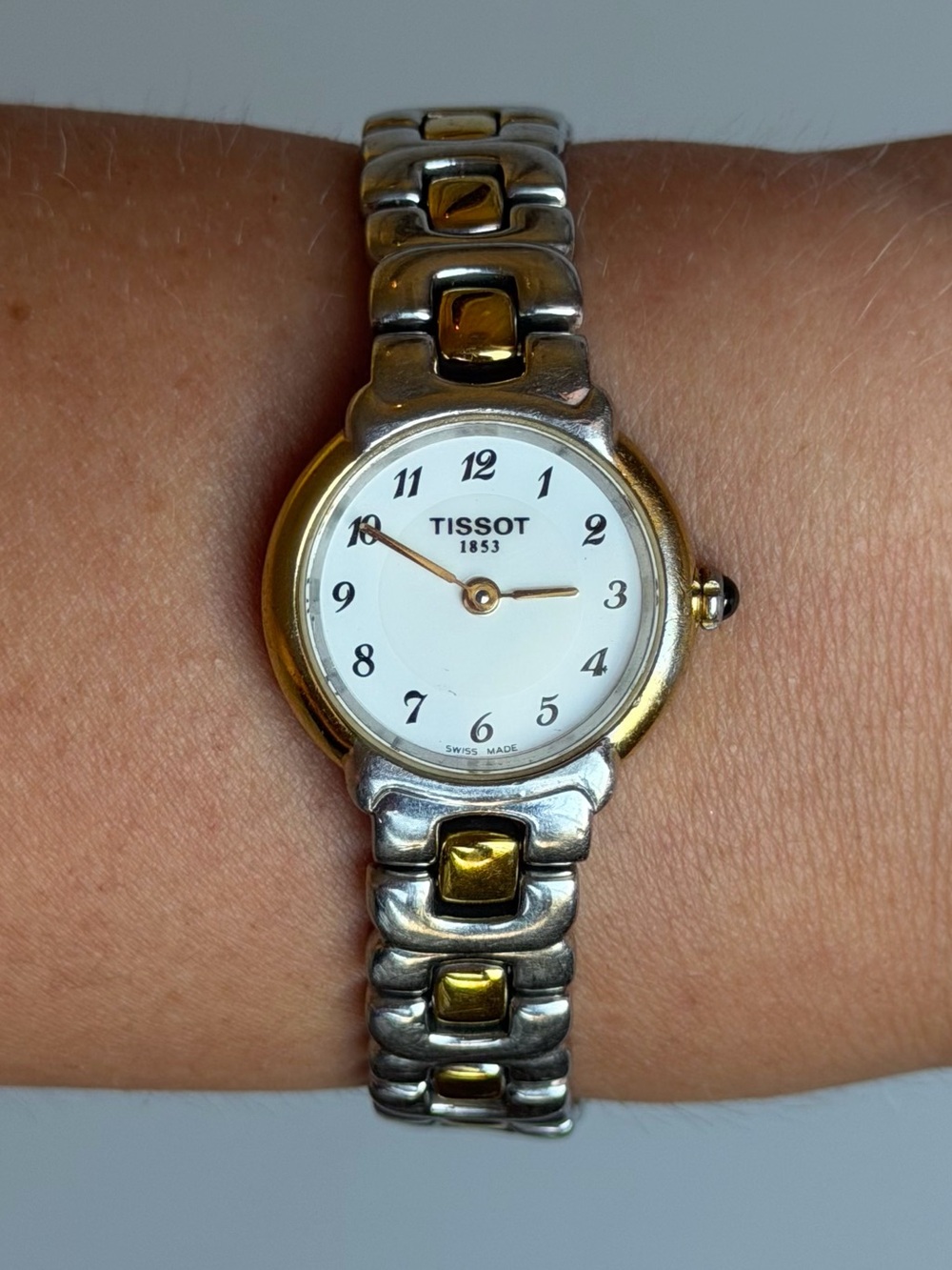 Vintage Tissot 1853 G357 Two Tone Bracelet Watch Swiss Quartz Sapphire Crystal